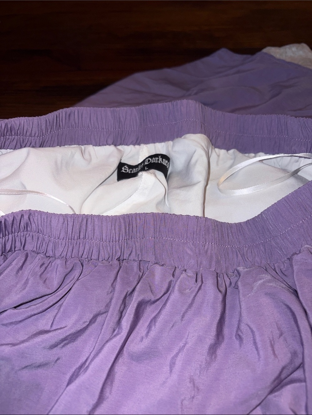 Purple Renaissance Elastic Waist
Double-Layer Lace Hem
Long Skirts - Picture 3 of 4